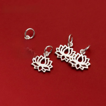 MEETSOFT Genuine S925 Silver Minimalist Flat Hollow Lotus Flower Pendant Charms of DIY Handmade Making Supplies Cute Wholesale