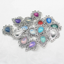 10Pcs 34*26MM Retro Resin Shield Alloy Accessories Diy Wedding Clothing Hair jewelry Decorative Accessories