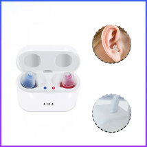 Rechargeable Hearing Aid Audifonos V30 ITC Invisible Earbuds Adjustable Tone Sound Amplifier In-Ear Hearing Device