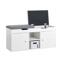 SoBuy FSR96 Panca con cuscino a due posti Panca per scarpe con armadio portaoggetti Panca per formaggio Panca per scarpe Panca per scarpe Bianca