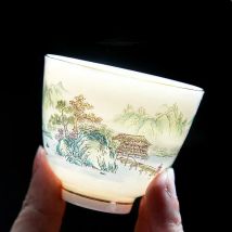 1pc Chinese Ceramic Teacup Hand Painted Flowers and Birds Tea Bowl Handmade Porcelain Tea Cup Household Tea Set Accessories