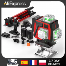 Nivel láser profesional 4D de 16 líneas automático 3 °   Poste de sujeción de línea Pared 360 Horizontal y Vertical Super power Green Beam