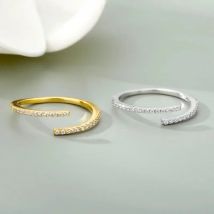 Exquisite Stainless Steel Line Double Layer Couple Opening Rings for Women Men Classic High Quality Gold Color Zircon Jewelry