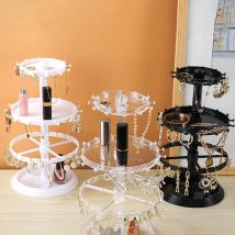 Organizzatore di orecchini rotanti Carousel 2 strati espositore per gioielli durevole per occhiali orologio da polso con rossetto da banco