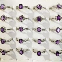 5rings 10rings AKAC approx5*7mm natural purple amethyst quart white copper adjustable ring for women men send randomly wholesale