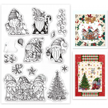 Christmas Gnome Clear Stamp Gingerbread Man Bell Silicone Stamps Tree Snowflake Rubber for Scrapbook Journal Diary Card Making