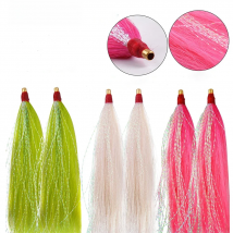 10Pcs Bucktail Teaser Fishing Baits Skirt jig Flash line Flounder Bait Rigs Tackle Saltwater Bass Fishing Lure  Accessories
