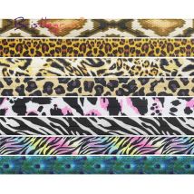 BRISTLEGRASS 2 5 10 Yard 5/8" 15mm Lace Crown Leopard Animal Print Fold Over Elastics FOE Spandex Band Tape Hair Tie Sewing Trim