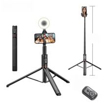 Scalable Bluetooth Selfie Stick Phone Holder Aluminum Alloy 1.83m Tripod with Fill Light for Smartphones Outdoor Shooting Live