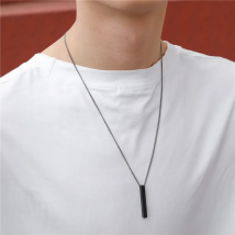 Fashion Rectangle Men Pendant Necklace Classic Stainless Steel Cuban Chain Necklace For Men Jewelry Gift