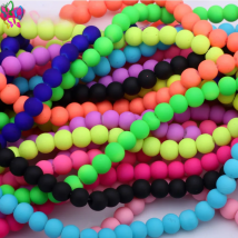 OlingArt Rubber Glass Beads High 6MM Quality 100PCS/Lot Candy Color Neon Matte Loose Handmade DIY Jewelry Making Bracelet