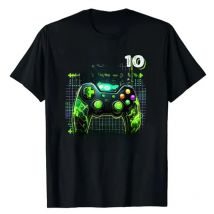 10th Birthday Gamer 10-Year-Old Funny Bday Boy Son T-Shirt Level 10 Unlocked Awesome Since 2015 Video Game Controller Saying Tee