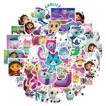 50PCS New Gabby Dollhouse Cartoon Stickers Car Motorcycle Travel Luggage Guitar Waterproof Graffiti Sticker