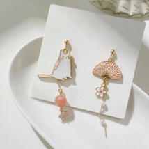 Classic Asymmetrical Cat Flower Earrings For Women Long Tassel Balloon Rabbit Pearl Earring Girl Party Personality Jewelry Gifts