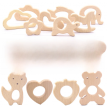 1pcs Baby Animal Natural Beech Teething Wooden Teether Rodent Tiny Rod Baby Teether Pendant For Pacifier Chain Teething Products