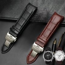 22mm 23mm 24mm Genuine Leather Curved End Watchband For Tissot T035439 Watch Belt Butterfly Buckle Cowhide Watch Men's Strap