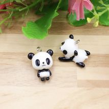 Onebeading Resin Cute Animal Panda Pendants Charms For Children Jewelry Necklace Earrings DIY Making Accessories 21x17mm 10pcs