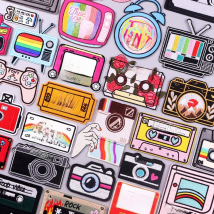 Camera Patch Iron On Patches For Clothing Cassette Tape Embroidered Patches For Clothes Radio Patch Hook Loop Stickers Badges