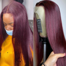 13X6 Burgundy Lace Front Human Hair Wigs 99J Human Hair Wig 34 Inch Long Straight 13x4 HD Lace Frontal Wig Pre-Plucked Hair 180