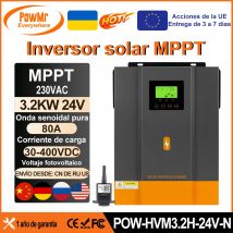 PowMr-inversor Solar híbrido de 3,2 kW, 24V, 12V, 220V, onda sinusoidal pura, 80A, MPPT, controlador de carga Solar, carga de batería de litio con WIFI