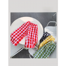2025 Spring Summer Girls Casual Wide Leg Plaid Ankle Length Pant Baby Kids Children Trousers
