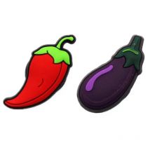 1 Pcs Original Shoe Charms Decorations Cute Chili and Eggplant PVC Sandals Buckle Accessories for Kids Party Gifts F22AL