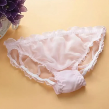 Underwear Makes It Difficult To Get Rid of Sexy Women's Silk Underwear Ruffled Low Waist Silk Georgette Briefs sexy