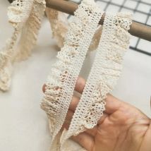 1.5CM Wide Beige Stretch Lace Applique Elastic Ruffle Fringe Ribbon Lace Edging Trim DIY Clothing Dress Collar Sewing Supplies