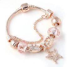 Yexcodes Rose golden butterfly Charm Bracelet With An crown Beads Fits Fine Bracelet Women Party Jewelry Dropshipping