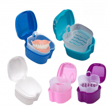 Denture Bath Box Organizer Dental False Teeth Storage Box with Hanging Net Container Cleaning Teeth Cases Artificial Tooth Boxes