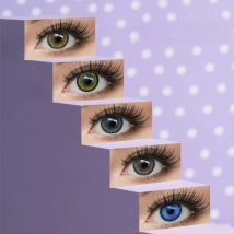 DUOXIU Yearly 365days Soft Lenses Pink-Blue Fashion Pupil Style Myopia Colored Contact Lenses (1 Pair) Covers Brown Eyes