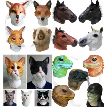 Animal Head Latex Masks Adult Reptiles Lizard Cat Fox Mask Horse Rubber Mask Halloween Carnival Mask Fancy Dress Props