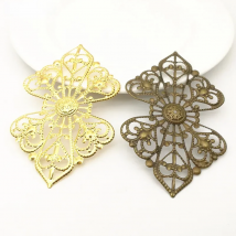 10 Pieces/lot 52*85mm Gold Color/Antique bronze Metal Filigree Flowers Slice Charms Jewelry Accessories DIY Components Making