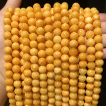 6 8 10 12mm Yellow Beeswax Jades Chalcedony Stone Beads Natural Round Loose Beads For Jewelry Making DIY Bracelet Accessories