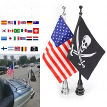 Rear Side Flag Pole Mount Motorcycle Luggage Rack Flag Shelf With Base Adjustable For Harley Honda Yamaha Suzuki
