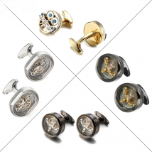 Hot Sale 24 Style Movement Tourbillon Cufflinks For Mens Jewelry Lepton Mechanical Watch Steampunk Gear Cufflink Relojes Gemelos