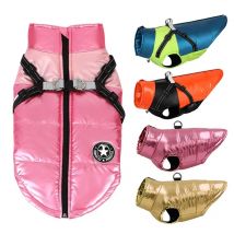 Warm Winter Dog Clothes Waterproof Dogs Vest French Bulldog Jacket Reflective Pet Clothing With Harness For Small Medium Dogs