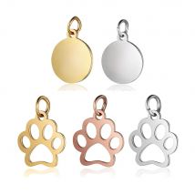 10Pcs Stainless Steel Dog Paw Print Charms for Jewelry Making Hollow Footprint Charm Polished DIY Jewelry Findings