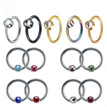 1PC Titanium CZ Nose Ring Piercing Gem Ball Ear Septum Helix Eyebrow Tragus Cartilage Earrings BCR Lip Ear Piercings Jewelry 16G