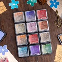 Journal GO 6pcs Colorfull Multicolor Ink Pad for Planner Stamps Art Scrapbooking Student Ink Stamp Inkpad School Accessories