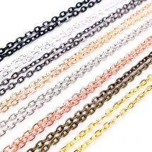 5pcs/lot 4*3mm Diameter 50 cm 70cm Length 8 Colors Plated  Handmade Flattened Chain Necklace Connector For Charms Base and Tray
