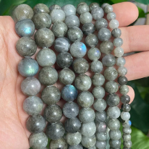 Smooth Gray Labradorite Round Loose Beads Natural Stone Beads For DIY Jewelry Making Bracelet Necklace 15'' Inch 4/6/8/10/12mm