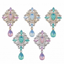 5 Pcs/lot 35*67mm Alloy Acrylic Rhinestone Buttons Silver DIY Wedding Metal Hairband Scrapbooking Accessories Charms Pandents