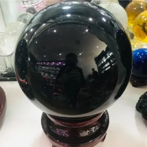 50-200mm Natural Black Obsidian Sphere Large Crystal Ball Healing Stone+Pedestal