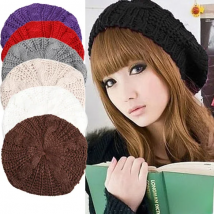 2023 New Fashion Winter Women Beret Warm Knitted Baggy Beanie Hat Pretty Comfortable Plain Caps Multicolor Elasticity Ski Cap