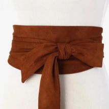 Helisopus  New Suede Belts for Women Corset Camel Autumn Winter Waist Belt Female Waistband Solid Bow Tie Wide Belts