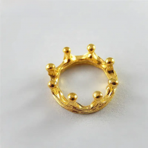 Julie Wang 10PCS Gold Color Crown Ring Circular Charms For Necklace Pendants Findings Jewelry Making Accessory Suspension