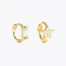 ROXI Small Circle Hoop Earrings for Women Colorful Stars Flowers Zircon Huggie Earrings 925 Sterling Silver Pendientes Plata 925