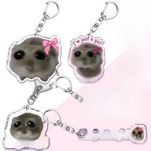 UILZ Fun Meme Im Just A Girl Sad Hamster Key Chain Keychains Ring for Accessories Bag Funny Pendant Keyring Jewelry Fans Gifts