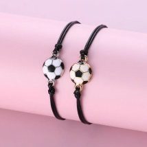 Lovecryst 2Pcs/set Charm Bracelet for Boy Girl Copper Gold Color Football Ball Braiding Adjustable Bracelet Friendship Bracelet